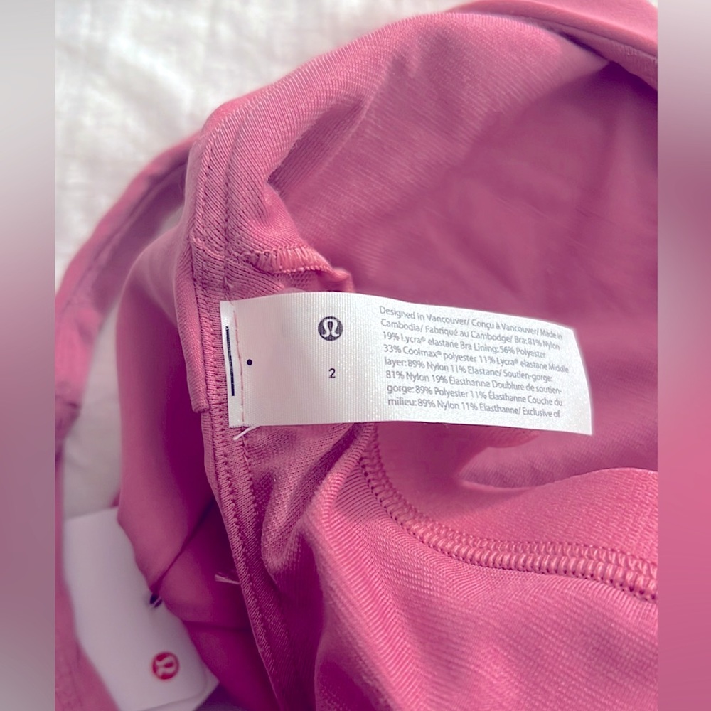 NWT Lululemon Nulu Front-Darting Yoga Bra Pink Blossom Crop - Picture 3 of 5